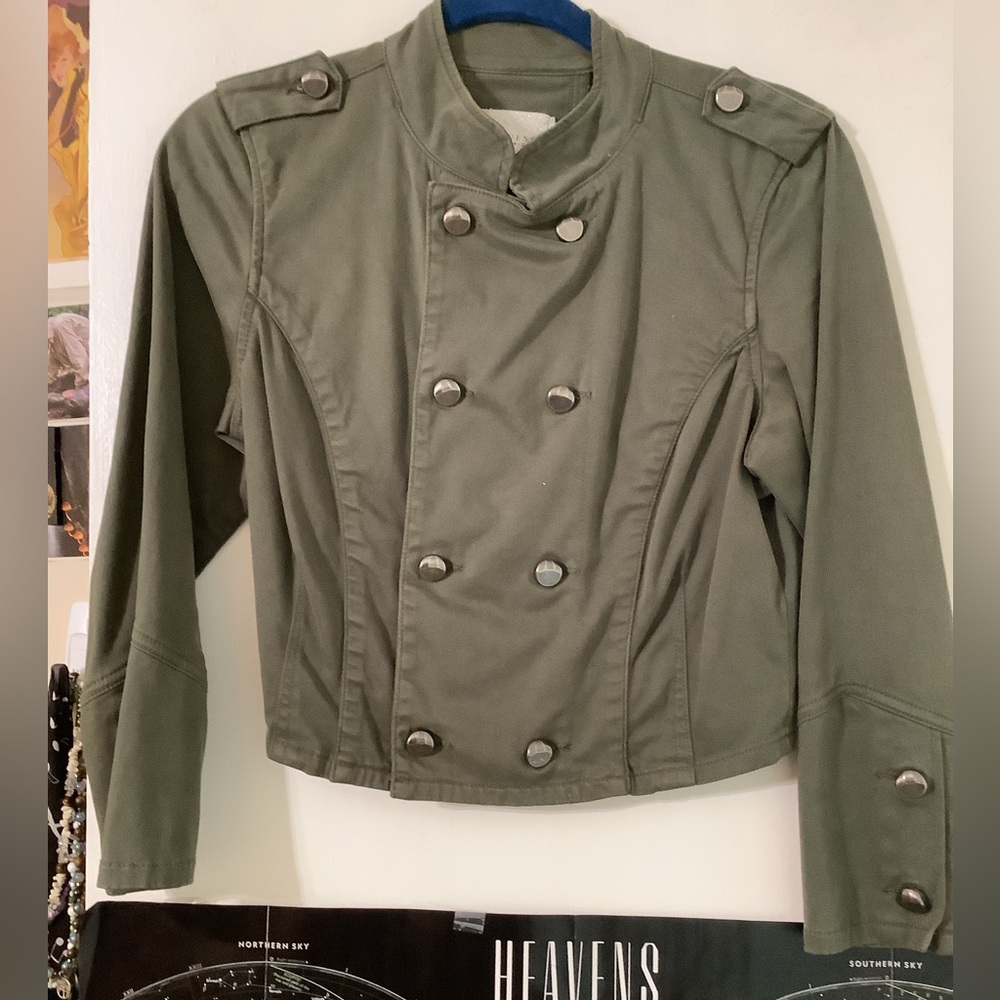 Rare 2000’s Guess green military style jacket with back lacing and double breast
